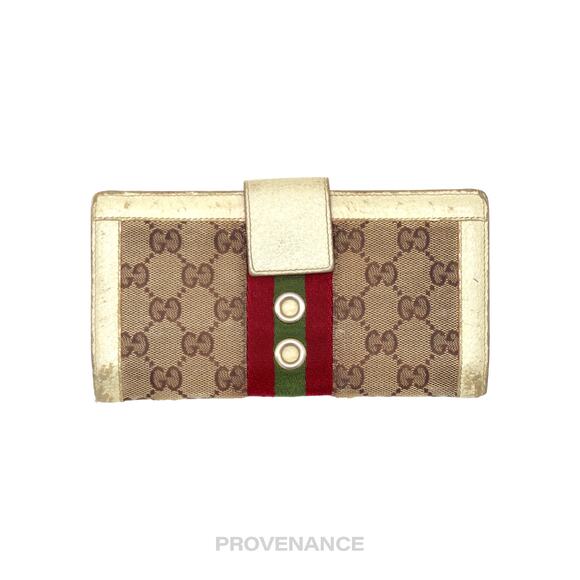 🔴 Gucci GG Canvas Long Wallet - White with Web - Picture 2 of 8
